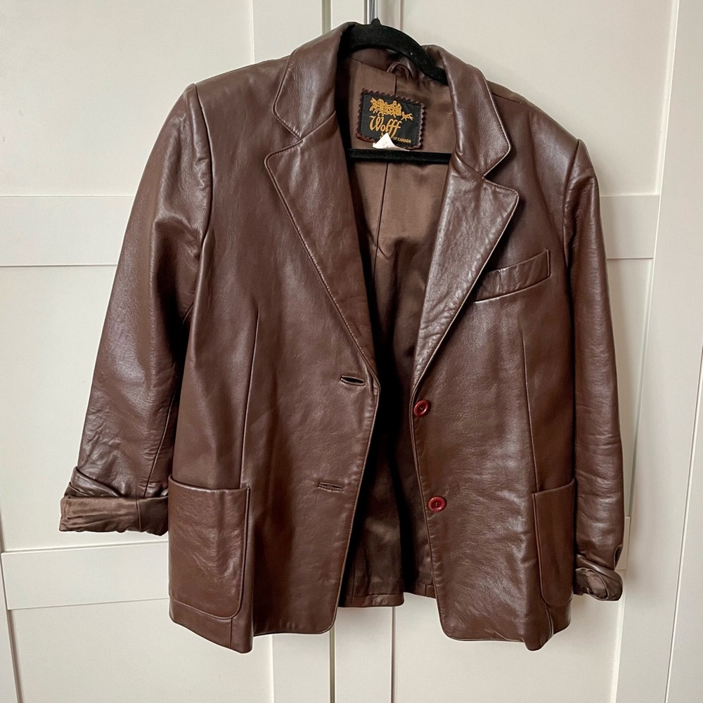 Vintage Brown Leather Blazer
